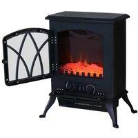 1850W Adjustable Flame Effect Electric Fireplace Heater - Freestanding, Black Finish