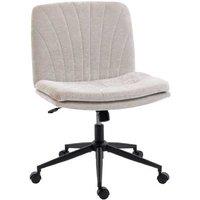 Ergonomic Criss Cross Office Chair with Wheels - Chenille, No Arms, Adjustable Height, 120kg Capacity - Beige