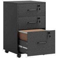 Wood-Effect 3 Drawer Filing Cabinet with Wheels - Compact Office Storage