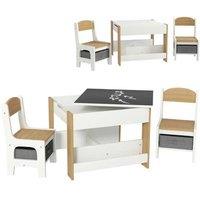 Kids Wooden Table & Chair Set with Blackboard, Storage - Ages 3+, Creative Learning, Imaginative Play