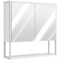 White Bathroom Mirror Cabinet - Soft-Close Doors, Adjustable Shelf, Modern Wall-Mounted Storage