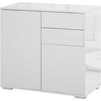 White Push-Open Modular Cabinet - 2 Drawer 2 Door Storage Unit - Modern Bedroom Sideboard