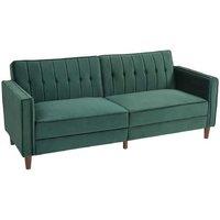 Velvet 3-Seater Reclining Sofa Bed - Modern Green, Split Back, Plush Comfort