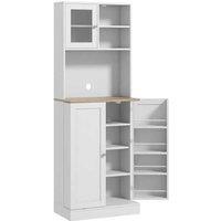 White Wood Modular Kitchen Storage Cabinet - Adjustable Shelves, Multi-Compartment Pantry Cupboard