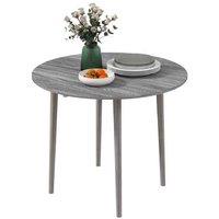 Grey Folding Round Dining Table for 4 - Space-Saving Drop Leaf, Solid Pine Legs
