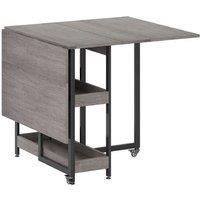Grey Space-Saving Folding Dining Table with Storage Compartments - Seats 2-4, Modern Melamine