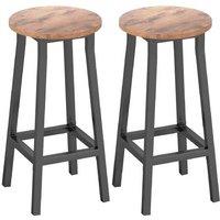 Industrial Bar Stools Set of 2 - Rustic Brown, Steel Frame, Space-Saving, 323265cm