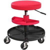 Heavy-Duty Swivel Mechanic Stool - Faux Leather, Adjustable Height, 135kg Capacity, Red Workshop Seat