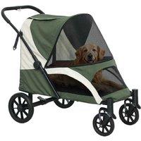 Folding Dog Stroller for Large Breeds - Shock-Absorbing, Portable, Easy-Glide - Green