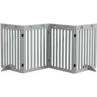 Foldable Freestanding Dog Gate - Safety Barrier for Small & Medium Breeds, Stylish Grey MDF
