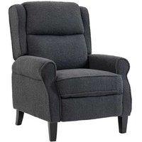 Charcoal Grey Teddy Fleece Recliner Armchair with Extended Leg Rest - Ergonomic Lounge Chair for Tall Users