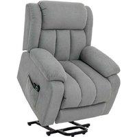 8-Point Electric Massage Lift Recliner Chair - Linen Upholstery, Heavy-Duty, Light Grey