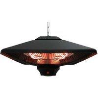 Outdoor Hanging Halogen Patio Heater, 2000W - Modern Black Garden Accessory