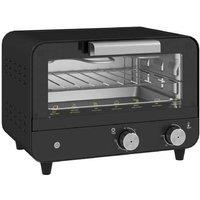 12L Energy Efficient Mini Toaster Oven - Compact Countertop Air Fryer, Glass Door, Timer - Black