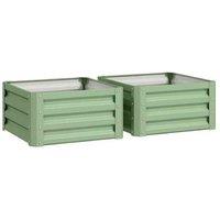Set of Two Steel Raised Planter Boxes - 60x60cm - Light Green