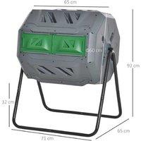160L Dual Chamber Tumbling Compost Bin - Outdoor Garden Waste Solution
