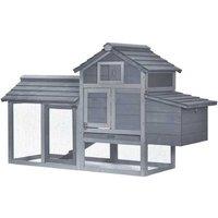 Chicken & Small Animal 2-Tier Fir Wood Hutch - Grey, Easy Clean, Secure Outdoor Coop