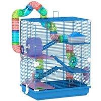 5-Tier Hamster Cage for Small Pets - Multi-Level, Easy Clean, Portable - Blue