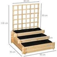 3-Tier Wooden Raised Garden Planter with Trellis - 95x95x110cm