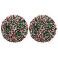 Set of Two Artificial Boxwood Ball Plants - Realistic Plastic Topiary, UV-Protected, Modern Home Decor
