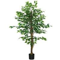 150cm Artificial Ficus Tree in Black Nursery Pot - Realistic PEVA Plastic, Indoor/Outdoor Decorative Plant