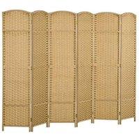 6-Panel Natural Room Divider - Hand-Woven Polypropylene, Pine Wood, 240170cm - Freestanding Privacy Screen