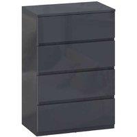 4-Drawer High Gloss Modular Bedroom Chest - Grey, Handleless, Particle Board, 80cm