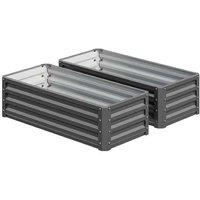Set of Two Large Steel Raised Planter Boxes - 110x50cm, Light Grey