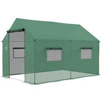 Polyethylene Walk-in Storage Shed & Greenhouse, 2 x 3m, Weatherproof, Galvanised Steel Frame - Green