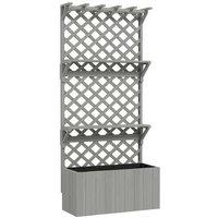 Grey Wooden Raised Planter with Trellis, Roof & Shelves - Ideal for Climbing Plants & Flowers