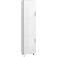 Tall Freestanding Bathroom Cabinet - Double Doors - Modern Gloss White Storage Unit