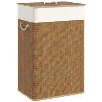 72L Freestanding Bamboo Laundry Basket with Lid & Liner - Large Capacity Wicker Wash Bin
