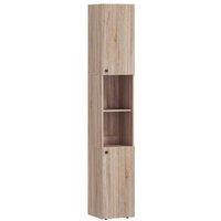 6-Tier Tall Freestanding Bathroom Storage Cabinet - Natural MDF, Slim Nordic Style, Adjustable Shelves