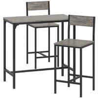 3PC Industrial Bar Table Set with Metal Frame - Space-Saving Dining for Small Spaces