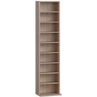 Narrow Wood CD Storage Tower - Adjustable Shelves, 260 Capacity, Space-Saving Media Rack