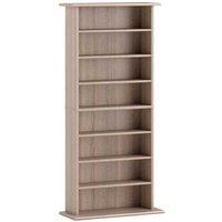 Natural Wood CD Storage Tower - 360 Capacity, Adjustable Shelves, Slim Minimalist Design