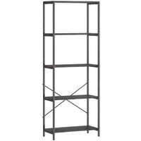 5-Tier Industrial Bookshelf Storage Unit with Metal Frame - Heavy-Duty, Space-Saving, Modern Design
