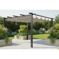 Spacious 13x13ft Aluminium Pergola with Retractable Waterproof Roof Canopy