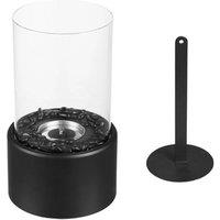 Glass LED Flame Effect Electric Fireplace with Metal Base - Black or White