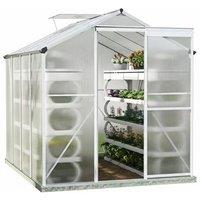 Aluminium Hobby Greenhouse with Base, Sliding Door & Roof Vent