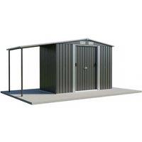 Galvanised Steel Outdoor Storage Shed with Lean-To and Sliding Doors