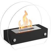 LED Glass Tabletop Fire Pit with Artistic Stone Interior - Black or White