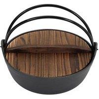 Cast Iron Pot with Wooden Lid for Campfire Cooking