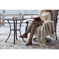 Round Cast Aluminium Patio Dining Table with Umbrella Hole for Outdoor Garden