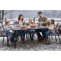 Garden Tempered Glass Marble-Effect Coffee Table wth Metal Base