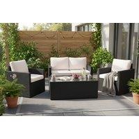 Royal Craft Berlin 4-Seater Rattan Corner Lounging Set in Black with Cushions