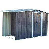 Large Garden Metal Storage Shed with Integrated Log Storage Section