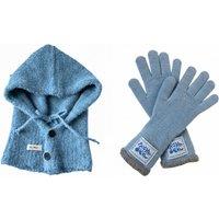 Black Women's Winter Knitted Balaclava Cap and Touchscreen Gloves Ensemble