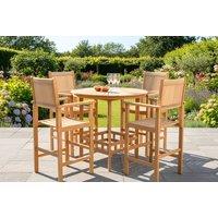 PRICE DROP! Roma 4-Seater Rope Bar Set with Acacia Sunray Table and Rope Chairs - 2 Styles