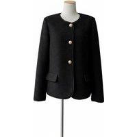 Black Minimalist Women's Single-Breasted Collarless Coat in Multiple Colors